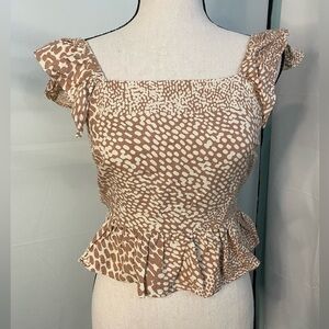 Express Stylish Tan Ruffle Sleeve‎ Top Size XS